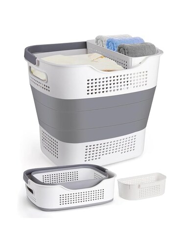 Large Laundry Basket Foldable Space Saving Laundry Hamper Collapsible Organizer Baskets Plastic with Handle Durable Clothing Storage