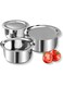 Stainless Steel Tope Set with Lid, 3 Pcs   1, 1.4 &amp; 1.8 Litres   Even Heat   Heavy Sandwich Bottom   Induction Compatible