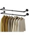 Clothes Rack, 41.7 Inch Industrial Pipe Wall Mounted Garment Rack, Space-Saving, Heavy Duty Detachable Garment Bar, Multi-Purpose Hanging Rod for Closet 2 Base (2 Pack)