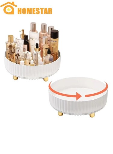 Lazy Turntable Organizer, 360&Acirc;&deg;Rotating Organizer with Thickened Guardrail, Round Spinning Organization for Pantry, Fridge, Countertop, White