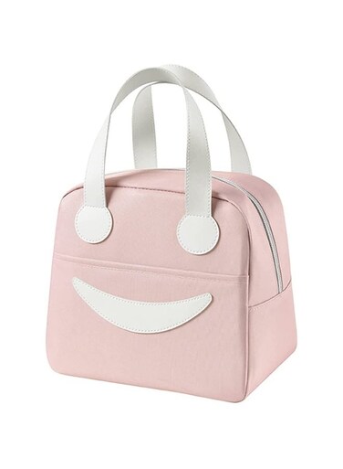 Insulated Lunch Box Bag - with Smiling Face Design &acirc;&euro;&ldquo; Leak-Proof Thermal Oxford Tote with Leather Handle &acirc;&euro;&ldquo; One Main Compartment &amp; Outer Pocket &acirc;&euro;&ldquo; For Office, School, Work, Travel, Snacks &acirc;&euro;&ldquo; Reusable &amp; Lightweight &acirc;&euro;&ldquo; Size 23.5x14x20.5 cm &acirc;&euro;&ldquo; 6.5L Capacity