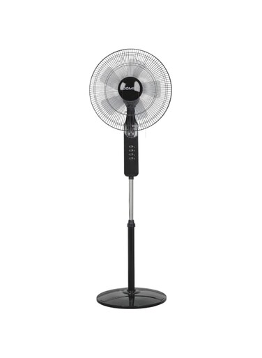 DOMEA Pedestal Fan with 5 Blades, 16-Inch, Adjustable Height, Silent Operation, 3-Speed Modes &amp; 1-Hour Timer, Wide Angle Oscillation -Best For Home &amp; Office Cooling, 45 W Power Motor, Classic Black