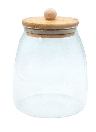 Glass Jar With Airtight Bamboo Lid Coffee Bean Jar Container Storage For Kitchen Storage Candy Bottle 800mL