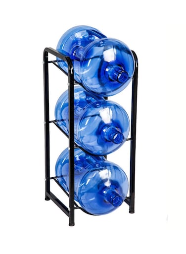 3 Tier Water Jug Rack, 3 Gallon Water Bottle Holder Heavy Duty Water Bottle Stand Storage For Kitchen Home And Office Easy To Assemble Water Bottle Rack Metal Hold 3 Bottle Stand Anti-Slip Pad Water Bottle Storage Stand Black