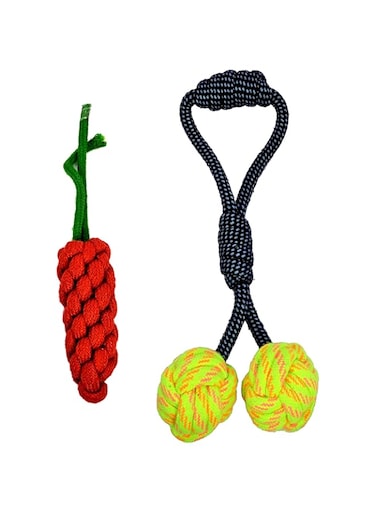 StonKraft Dog Toys Chew Products Set &ndash; Puppies Teething Rope Toys Pack, Games for Pets   Suitable for All Dogs, Non-Toxic, Washable &amp; Safe for Pets   Colourful, Bouncy &amp; Fun (Carrot &amp; Handle Ball)