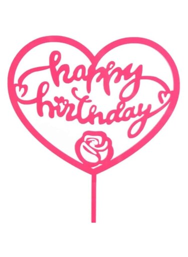 GulfDealz Happy Birthday Cake Topper, Cake Decoration, Cake Tools Kids Birthday Party Supplies, Acrylic &ndash; Pink