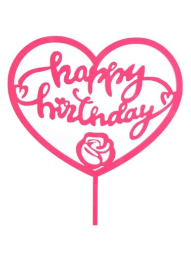 GulfDealz Happy Birthday Cake Topper, Cake Decoration, Cake Tools Kids Birthday Party Supplies, Acrylic &ndash; Pink