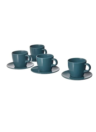 with saucer, glossy dark turquoise25 cl