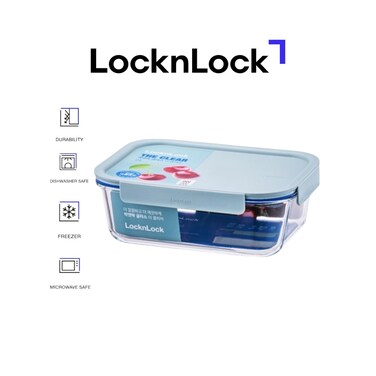 LocknLock Clear Glass Rectangular 380ml Mint &ndash; Airtight, Heat-Resistant, BPA-Free Food Storage Container