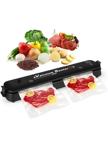 DCJAHFE Vacuum Sealer Machine with Starter Kit, 75kpa Powerful but Compact Vacuum Sealer Machine   Led Indicator Lights Easy to Clean Two Food Modes  forFood Storage