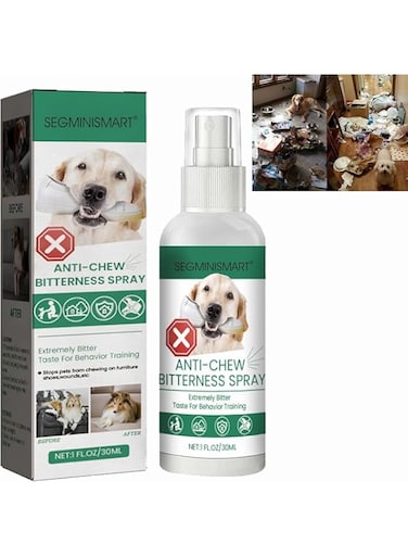 Anti-Chew Bitterness Spray for Dogs (30ml), No Chew Deterrent for Puppies &ndash; Alcohol-Free, Natural Bitter Spray to Prevent Licking and Biting &ndash; Protect Furniture Indoors &amp; Outdoors, Cruelty-Free