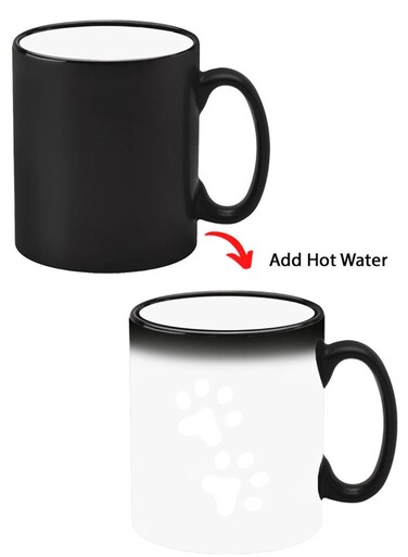 Color Changing Heat Sensitive Ceramic Mug, Image Revealed When HOT Liquid is Added! Paw - White