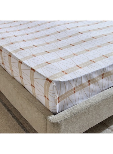 Box Cotton Fitted Sheet - Lattice Print for Single Bed