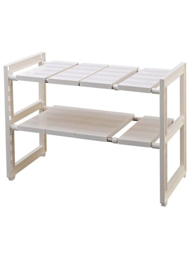 Under Sink Tawa Rack Steel Shelf Extendable Storage Organizer White