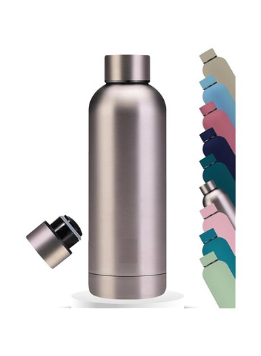 BuyOn Water Bottle Stainless Steel Double Wall Insulated Vaccum Water Bottle Drinking Thermos Hot and Cold water for Kids School Gym Office Travel Hydro Flask Bottle (SILVER, 750ML)