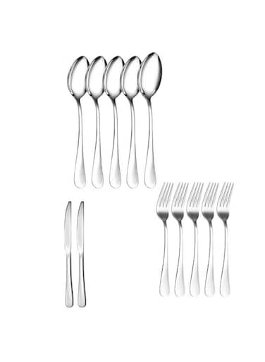 12-Piece Stainless Steel Cutlery Set &acirc;&euro;&ldquo; 2 Knives, 5 Forks &amp; 5 Spoons