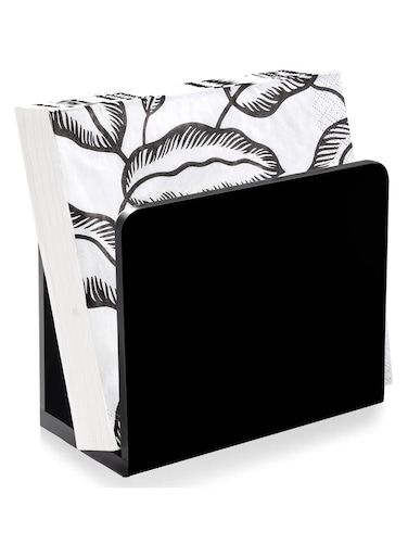 Napkin Holder, Black Dining Table Dispenser for Cocktail Tissue, Acrylic Containers for Organizing Kitchen Paper