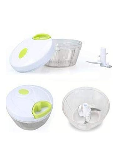 Chopper Stainless Steel Blade Manual Mini Food Vegetable Pull Chopper White-Green
