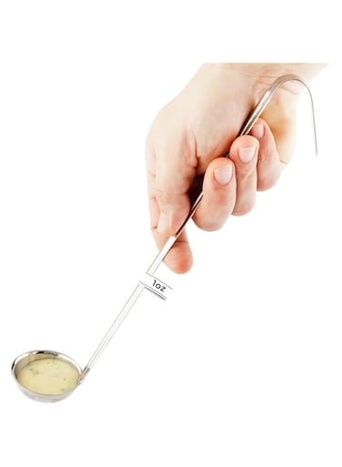 Restaurantware Stainless Steel Serving Ladle, Spoon - Hook Handle Commercial Grade Silver 1 oz 1ct Box Met Lux RWT0197