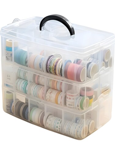 3-layer Stackable Storage Container Box With 30 Adjustable Compartments, Plastic Toy Organizer Box For Storing Toys, Embroidery Accessories, Spools, Hardware Storage Tubes,Etc