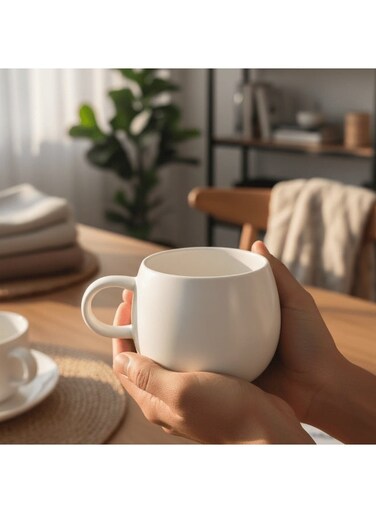 Luhpar White Solid Matt Ceramic Coffee &amp; Tea Mug &Atilde;&sbquo;&acirc;&sbquo;&not;&acirc;&euro;&oelig; 500 Ml