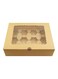 12-Piece 12-Cavities Kraft Paper Cupcake Box With Inserts Brown/Clear 32.5cm