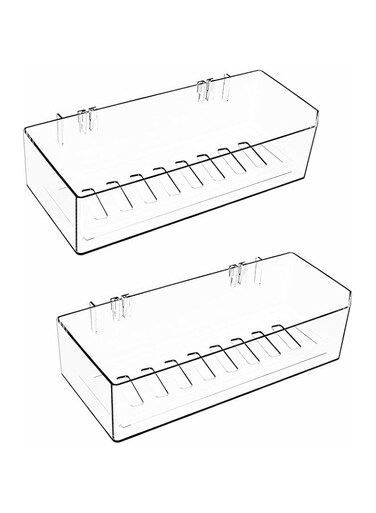 Acrylic Floating Wall Shelves, KASTWAVE Set of 2 Clear Display Shelf, Adhesive Clear Acrylic Shelf, No Drilling, No Damage Wall, for Bathroom, Pantry, Kitchen, Utility Room (10.2 x 4.4 x 2.4 Inch)
