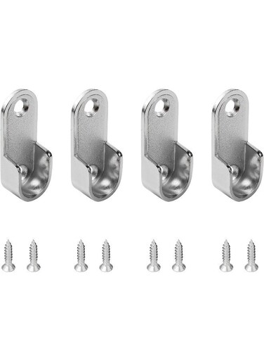 Apex Oval Closet Rod End Flange Bracket Supports Furniture Hardware Accessories Wardrobe Tube Support Bracket With Screws Clothes Hanging Rod Holder (Pack Of 4Pcs)