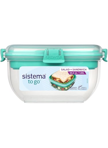 Sistema 21358 1.63L Salad &amp; Sandwich, Polypropylene, Minty Teal