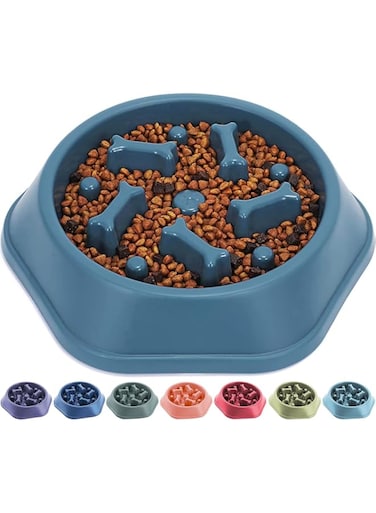 Kongon Slow Feeder Dog Bowl No Choking Slow Feeder Bloat Stop Dog Food Water Bowl with Funny Pattern