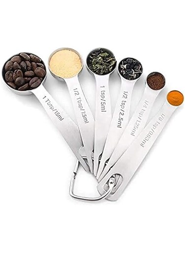 6 set stainless steel Collaible Folding Measuring Cup and Spoon SetMeasuring Spoons Premium Heavy Duty Measurements Measuring Dry and Liquid Ingredients