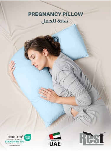 Maternity V-Shaped Extra Smooth Pillow 70x70cm Suitable for Neck and Back Support Sleeper Pillow Head Support Microfiber Pain Relief Blue