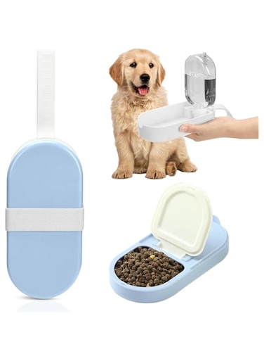Portable Dog Travel Water Bottle - 2-in-1 Pet Water Bottle with Treat Container, Built-in Bowl for Puppies &amp; Cats