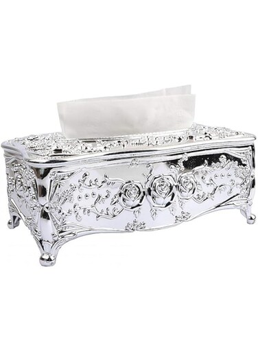Lifenanny Luxurious Rose Tissue Box Holder, Stylish Bling Acrylic Tissue Box Cover for Bathroom Vanity Countertops, Bedroom Dressers, Night Stands, Desks &amp; Tables (Silver)