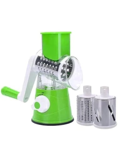 Dubai Gallery Multifunctional Vegetable Grater With Blades Green/Silver/Clear 7.87 X 3.94Inch