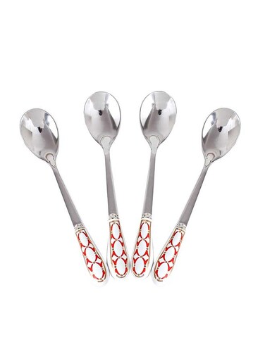 4-Piece Coffee And Tea Spoon With Handle Silver 13.2x2.3x1cm