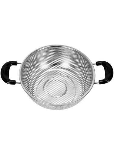 Royalford Stainless Steel Micro-Perforated Colander &ndash; 25.5 cm Professional Colander for Food Fruit Vegetable &amp; Pasta - Strainer with Heavy Duty Bakelite Handles &amp; Self-draining Solid Tripod Ring Base