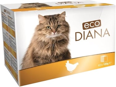 Plaisir Eco Diana Food For Cats, 12 Pouches Of 100G, Delicious Chunks With chicken In Gravy, Full Of Nutrition- Multicolour