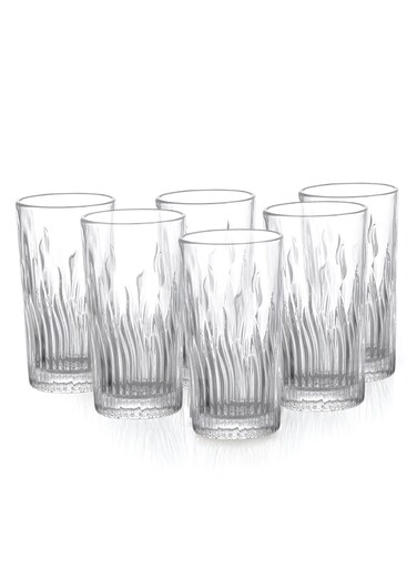 Art Mojo Hi-Ball Drinking Glasses Set of 6 255ML Premium, Crystal-Clear Glassware Durable, Stackable, Lead-Free Beverage Glasses for Water, Juice, Soda, Cocktails &amp; Barware