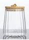 Borosilicate Glass Storage Jar with Airtight Bamboo Lid and Metal Handle, Petal Decorative Container, To Store Tea, Coffee Beans, Candy, Spices, Biscuits 600 ML Conical