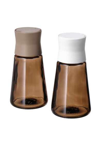 and pepper shakers, glass/brown, 12 cm
