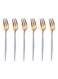 HOME 6-Piece Stainless Steel Matt Polish Cake Fork Set Gold/White 13.3centimeter