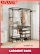 Heavy Duty Garment Rack,Metal Closet Organizers And Storage,Wardrobe Clothing Racks For Hanging Clothes,Double-Row Wire Shelving With 2 Hanger Rods And Side Hooks,Black