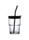 OUDASPV 15oz/14oz Glass Cups with Lids and Straws, Leak-Proof Thick Wall Tumbler Water Glass, Reusable Iced Coffee Cups for Cold &amp; Hot Drinks, Coffee, Tea, Shake (Grey)