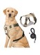 Diylove Dog Harness Large Dog Vest Seat Belt with Nylon Round Rope, Adjustable No Pull Harness for Dogs, Reflective No-Choke with Easy Control Handle for Training or Walking Harness (Khaki-L)