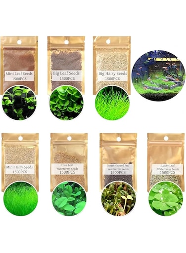 HOGOOD 7 Pack Aquarium Plant Seed Set.Water Grass Plant Seeds Fish Tank Aquarium Landscape Decoration, Easy To Plant, Plant Seeds, Gardening, Home Decor for All Substrate