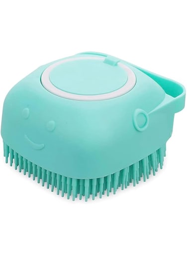Pet Bath Massage Brush Puppy Dog Cat Grooming Cleaning Soft (Blue)