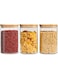 MASH Set of 3 Airtight Glass Storage Canister with Wood Lid Clear Food Storage Container Jar with Sealing Bamboo Lid for Noodles, Cereal, Tea Flour, Rice, Sugar, Coffee Beans, Candy (54Oz)