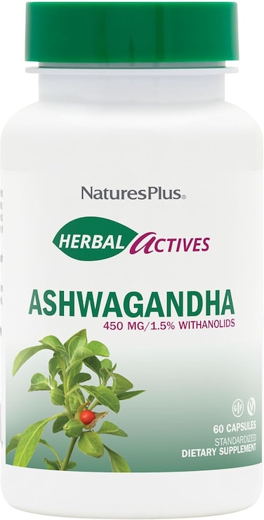 نيتشرز بلاس كبسولات اشواغاندا من هيربال اكتيفز 450 ملغ، 60 كبسولة نباتية - خالية من الجلوتين