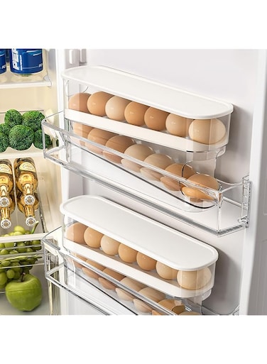 Masroo Auto Rolling Fridge Egg Organizer, Space Saving Eggs Dispenser for Refrigerator Storager, Home Egg Holder, 1 pack